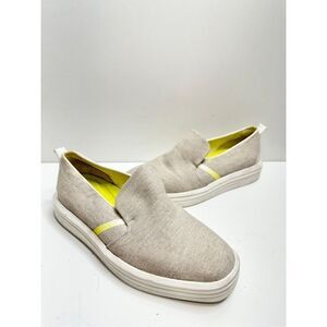 Franco Sarto Sneaker Women Size 7 Gray White Canvas Slip On Style